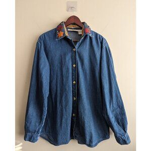 Vintage Autumn Leaves Denim Shirt